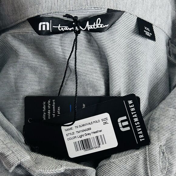 NWT Travis Mathew 2XL Sunnyvale Golf Polo Shirt Light Heather Gray Turks Caicos - Picture 3 of 6